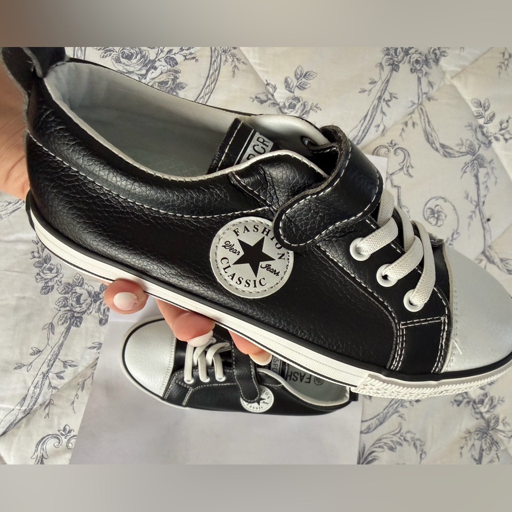 Classic Black and White Kids Sneakers